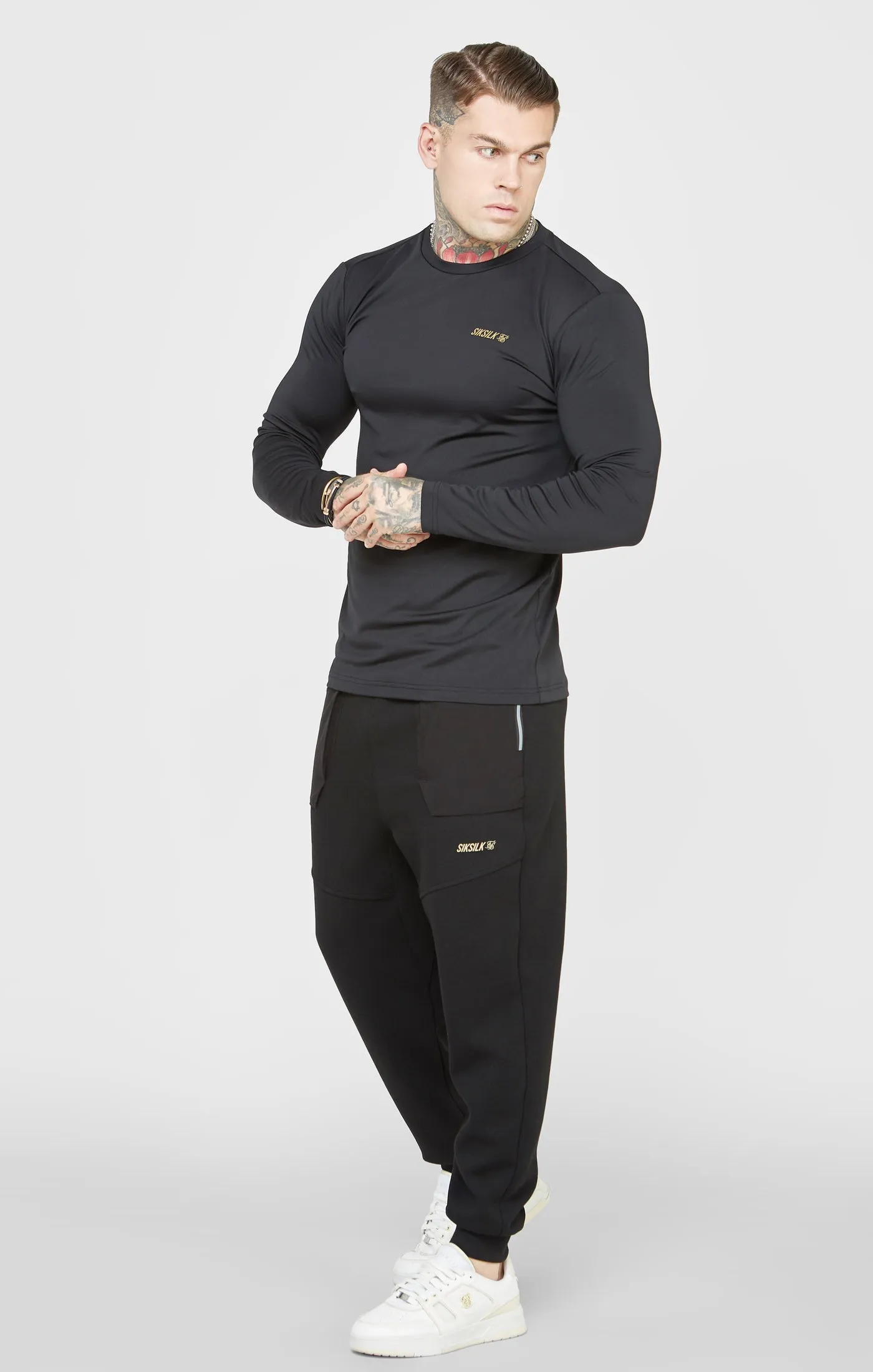 Black Sports Long Sleeve T-Shirt sold by Siksilk product image thumbnail 3