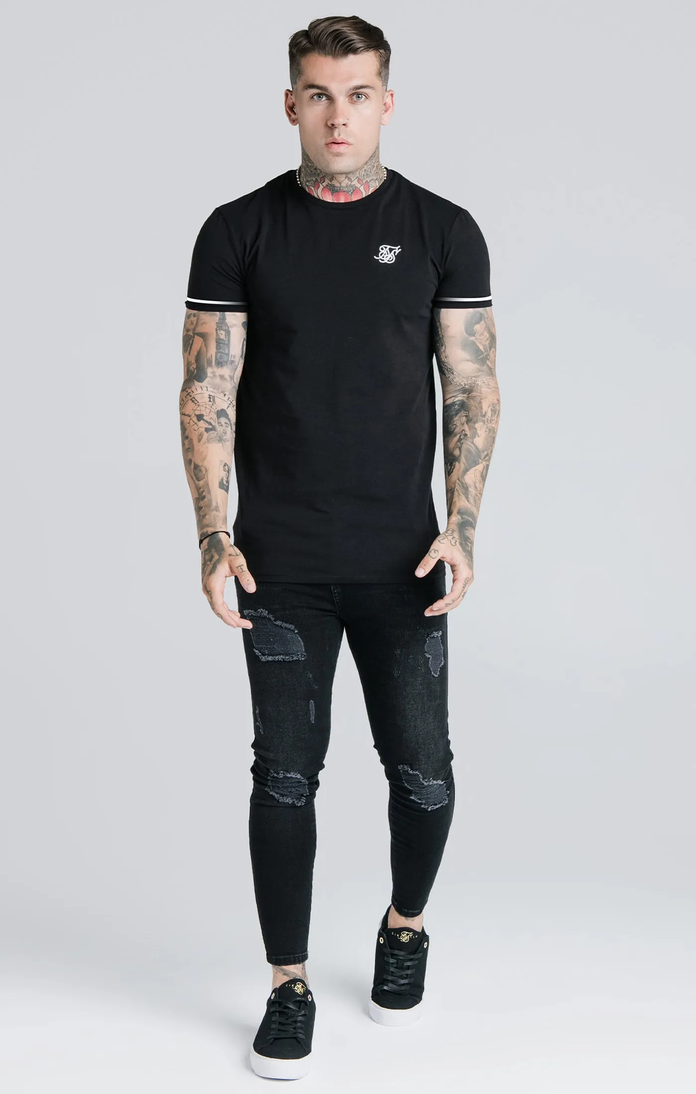 Black Cuffed T-Shirt sold by Siksilk product image thumbnail 3