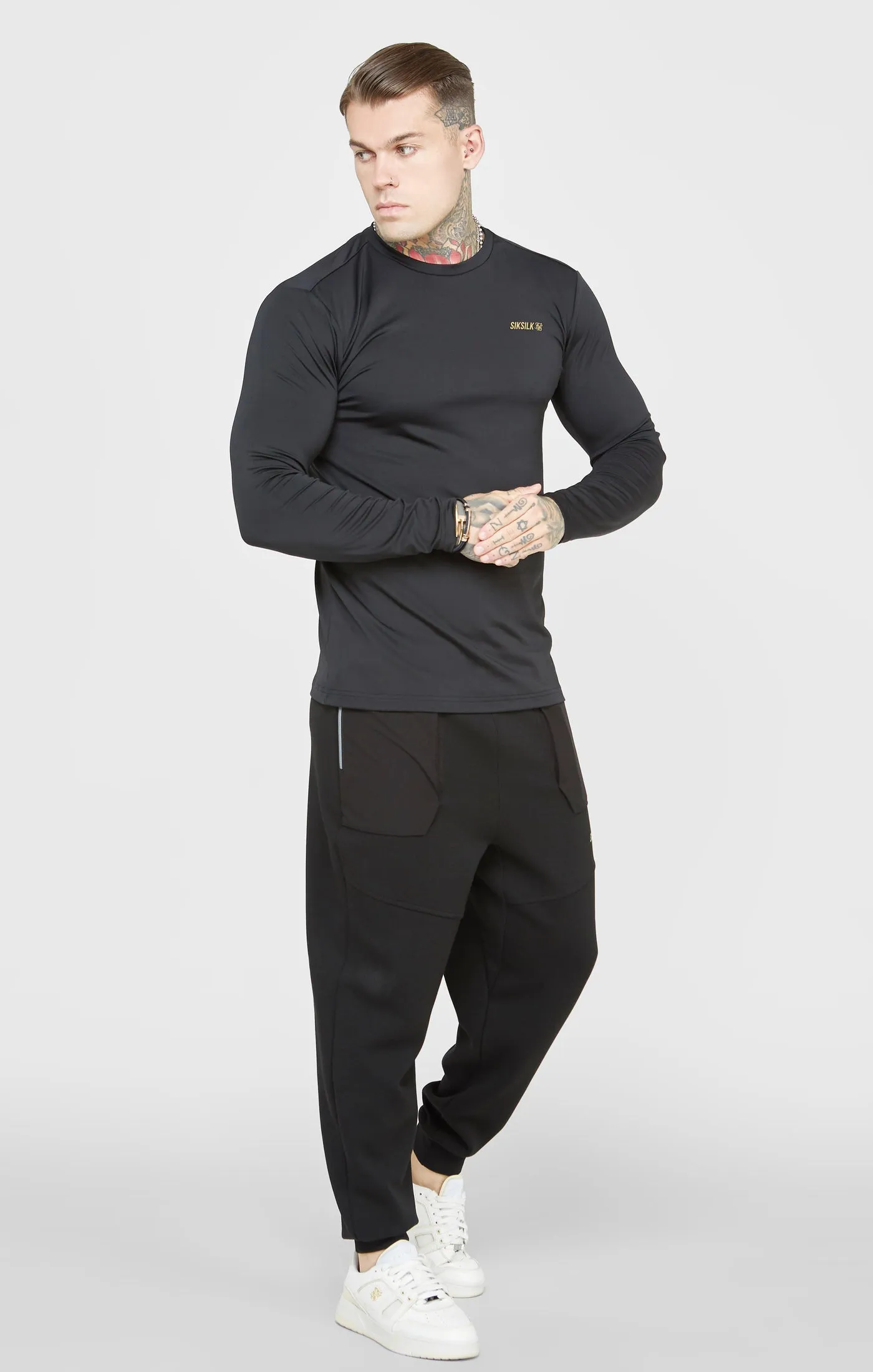 Black Sports Long Sleeve T-Shirt sold by Siksilk product image thumbnail 4