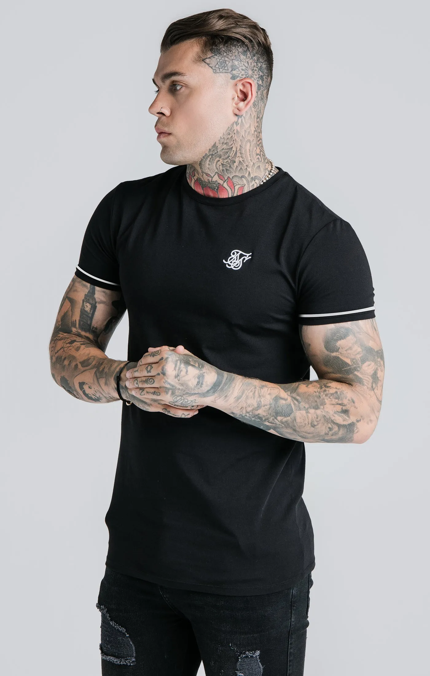 Black Cuffed T-Shirt sold by Siksilk