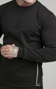 Black Opulent Crew Neck Sweatshirt sold by Siksilk