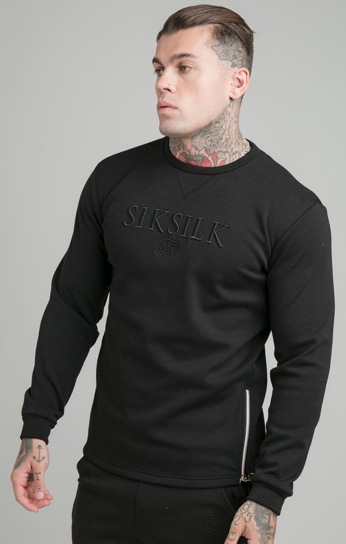 Black Opulent Crew Neck Sweatshirt sold by Siksilk