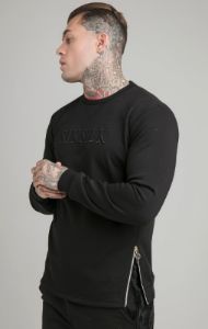 Black Opulent Crew Neck Sweatshirt sold by Siksilk