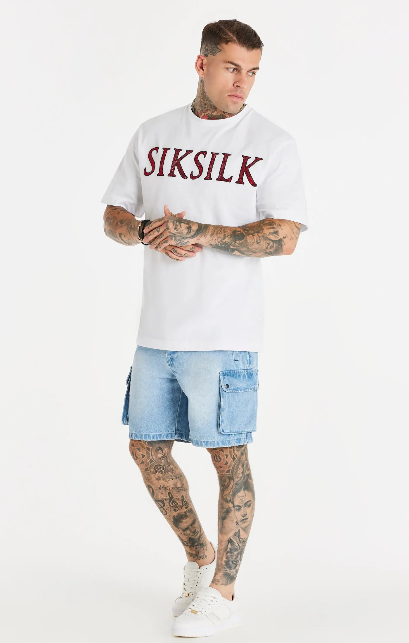 White Rhinestone Oversized T-Shirt sold by Siksilk product image thumbnail 3