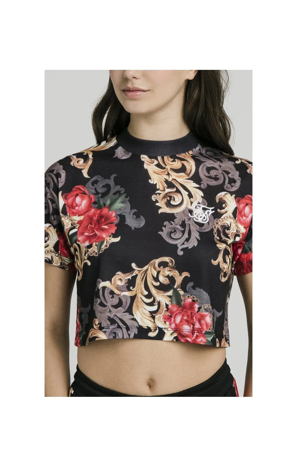SikSilk Floral Elegance Crop Tee - Black sold by Siksilk product image thumbnail 2