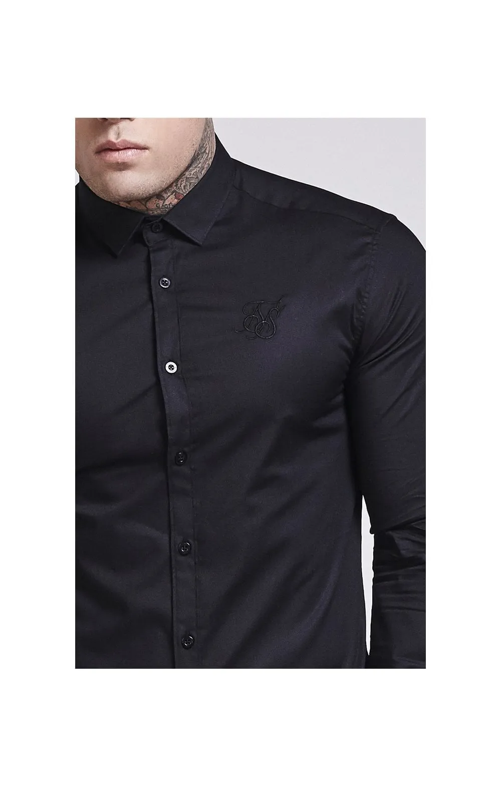 Black Cotton Stretch Shirt sold by Siksilk product image thumbnail 2