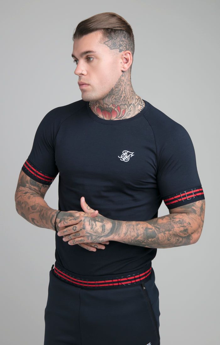 Navy Elastic Cuff T-Shirt sold by Siksilk