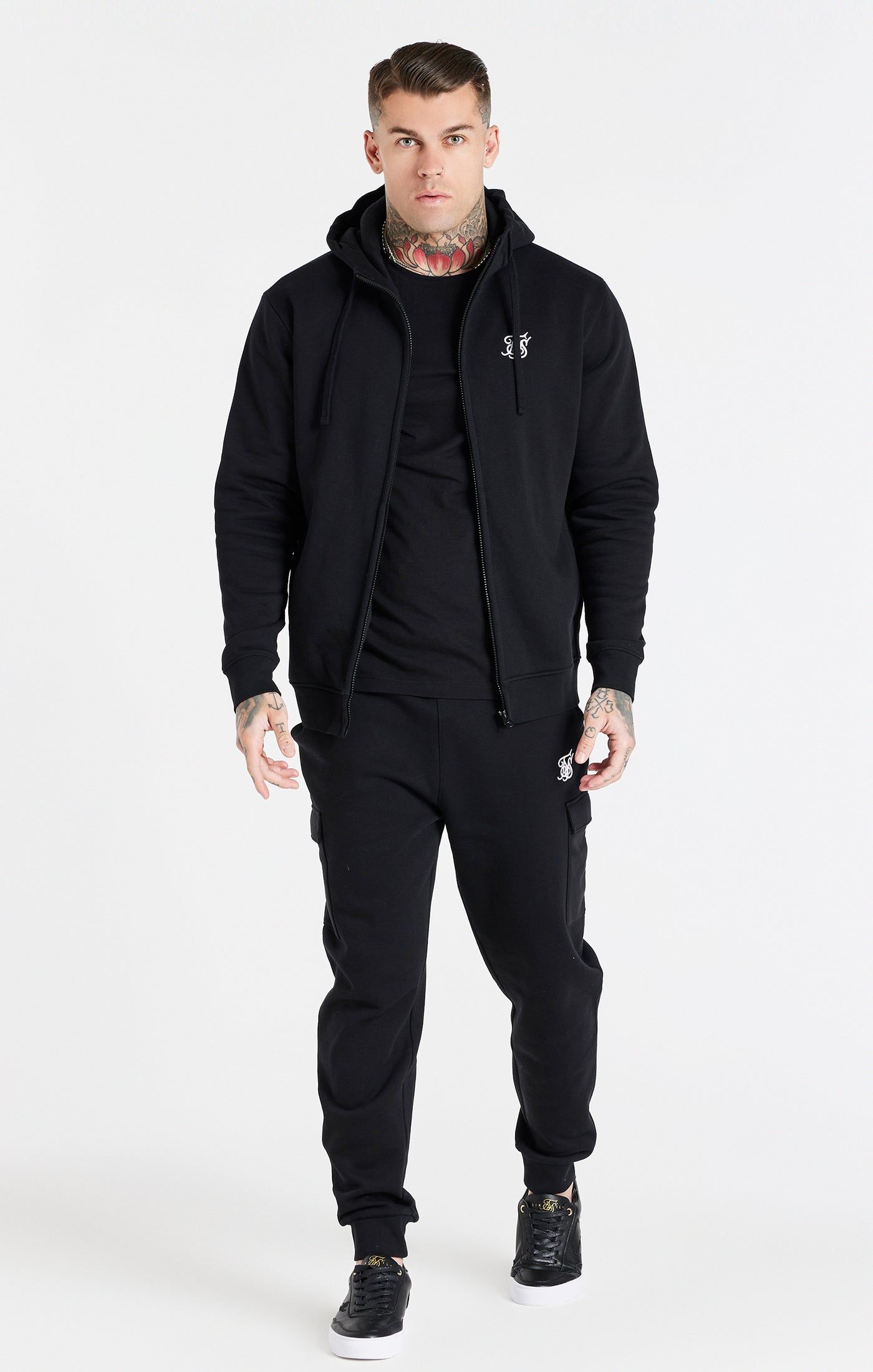 Black Essential Zip Through Funnel Hoodie sold by Siksilk product image thumbnail 3