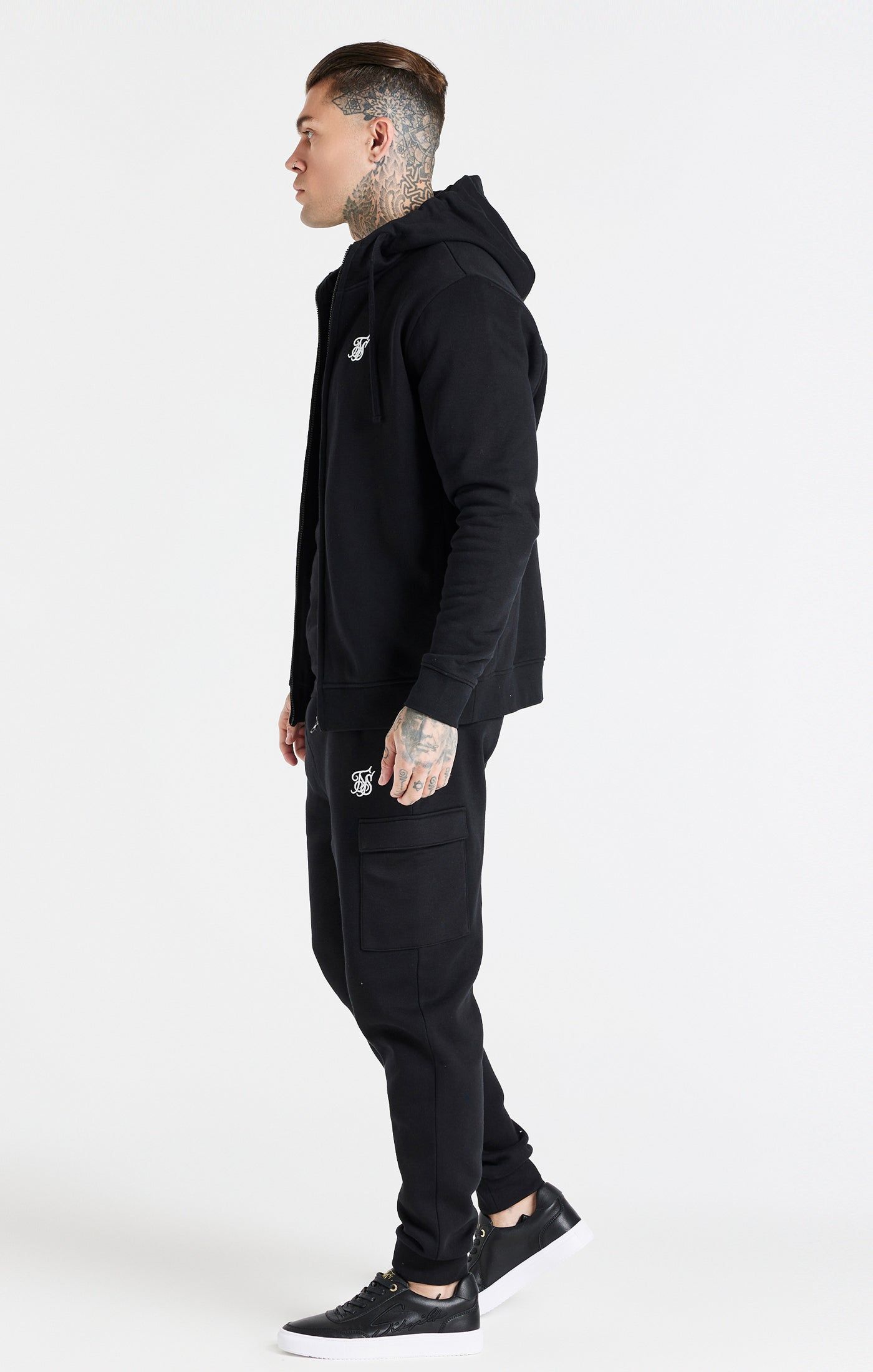 Black Essential Zip Through Funnel Hoodie sold by Siksilk product image thumbnail 4