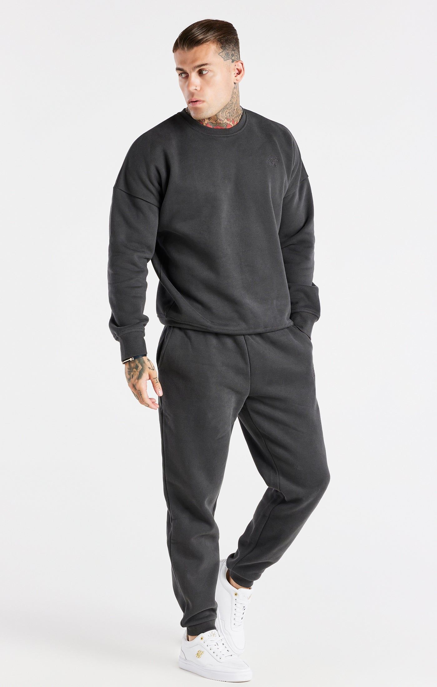 Black Oversized Sweatshirt And Jogger Tracksuit Set sold by Siksilk
