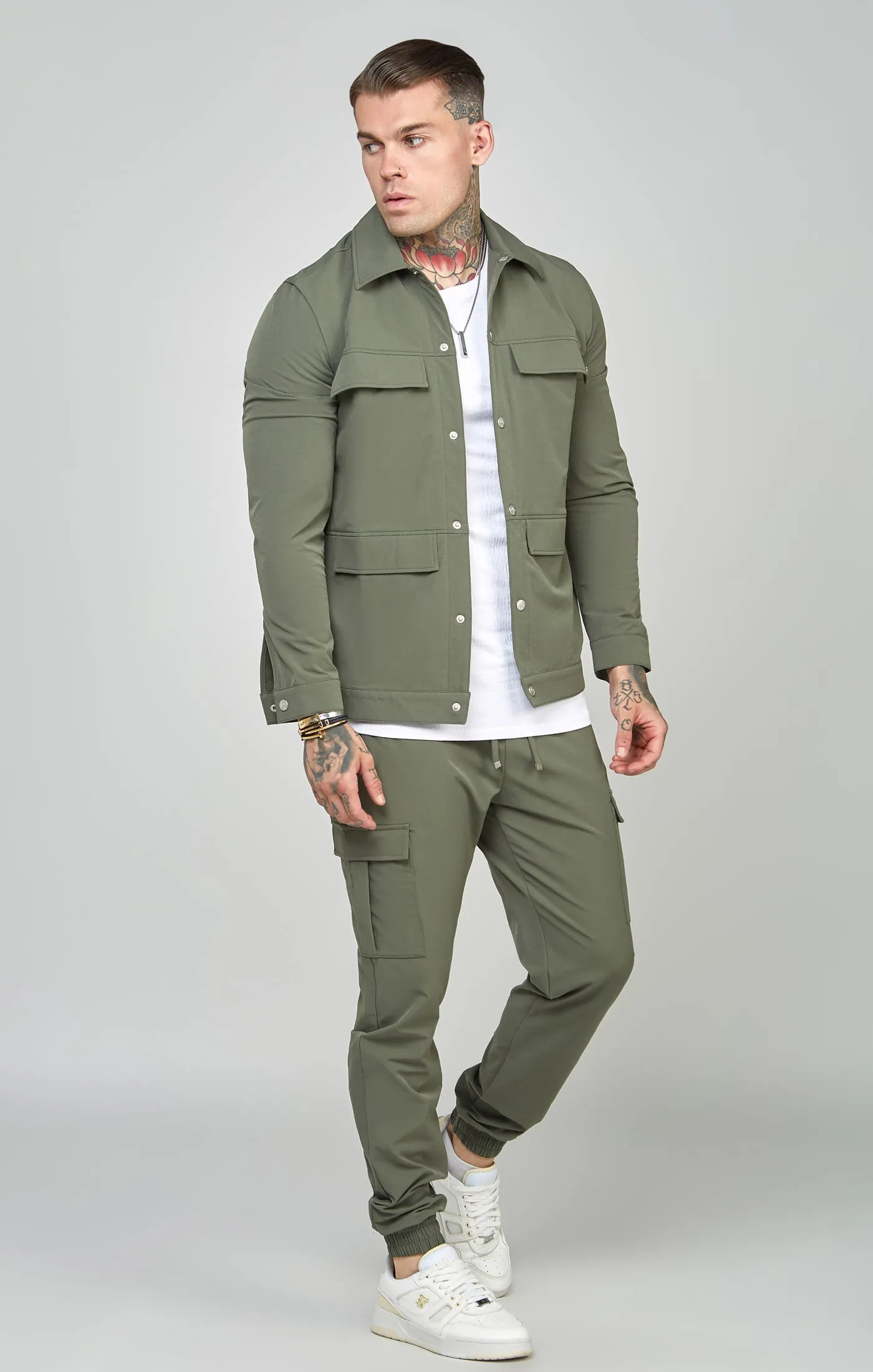 Khaki Utility Overshirt sold by Siksilk product image thumbnail 3