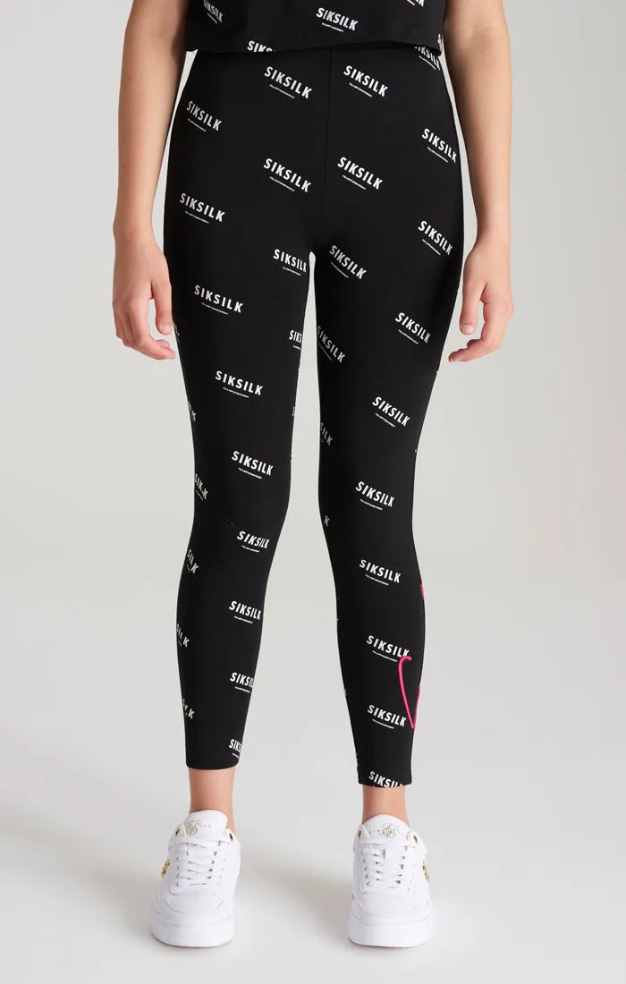 Girls Black Printed Legging sold by Siksilk