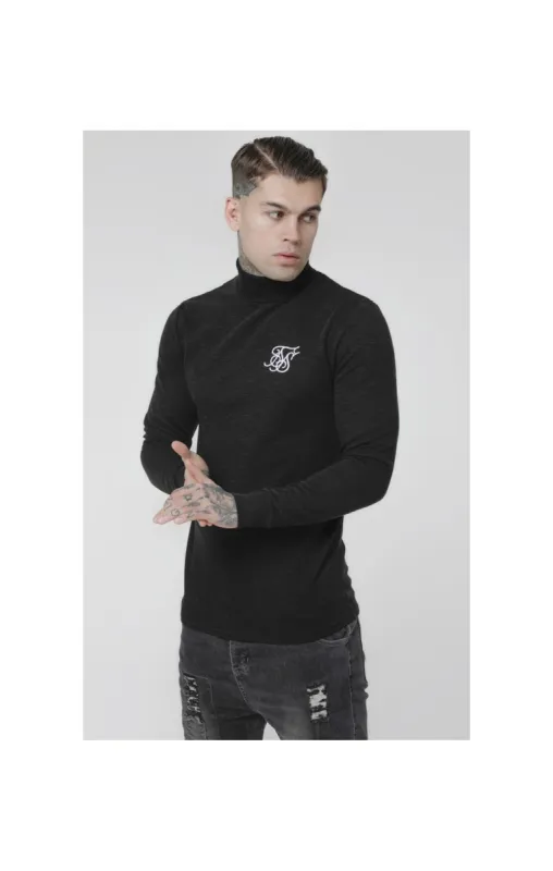 SikSilk L/S Poly Slub Turtle Neck - Black sold by Siksilk
