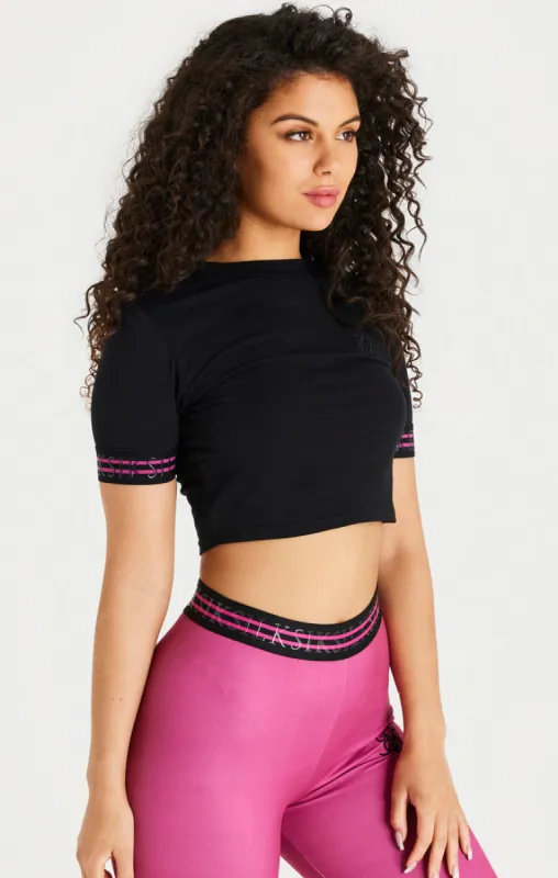 Black Pro Crop T-Shirt sold by Siksilk