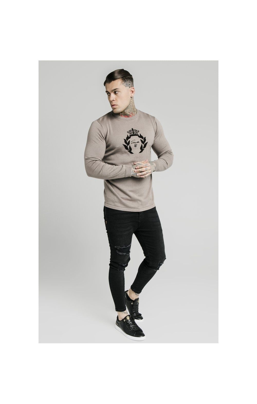 SikSilk High Neck Knitted Prestige Sweater – Grey sold by Siksilk product image thumbnail 4