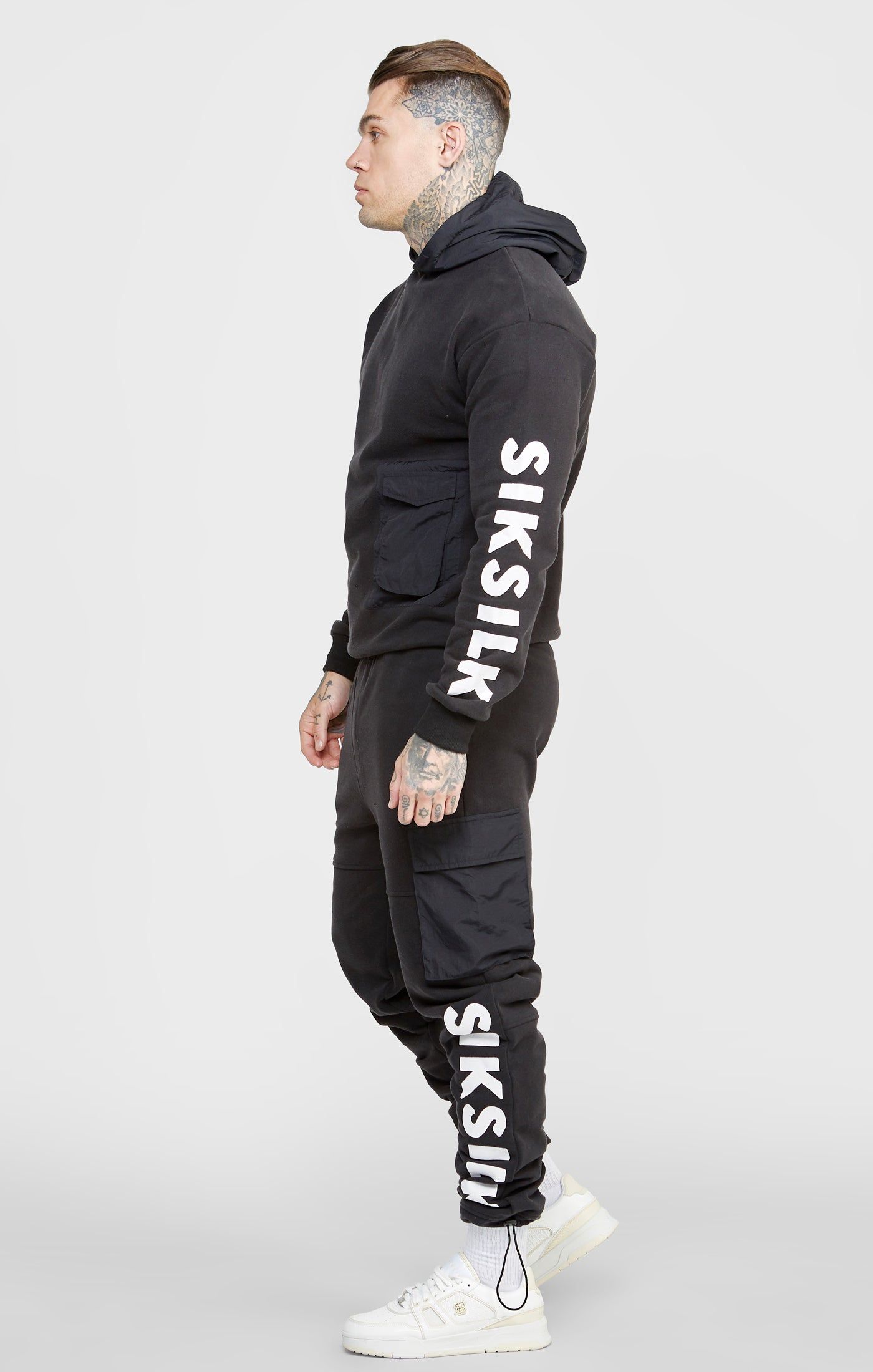 Black Contrast Pocket Oversized Hoodie sold by Siksilk product image thumbnail 4