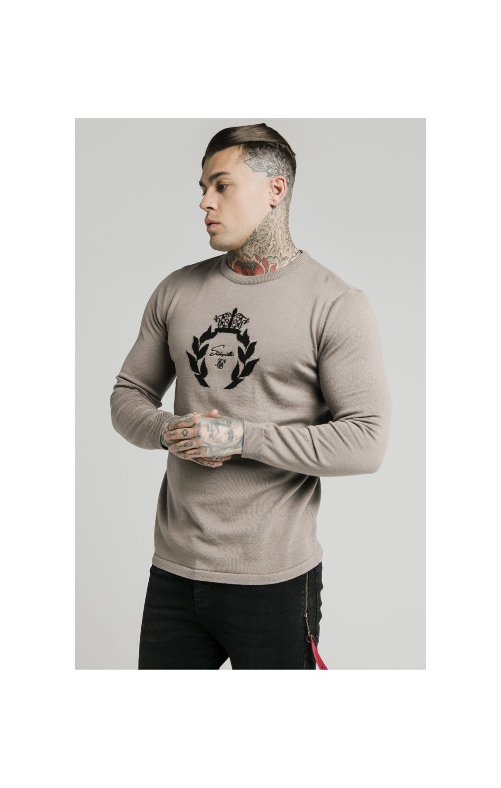 SikSilk High Neck Knitted Prestige Sweater – Grey sold by Siksilk product image thumbnail 2