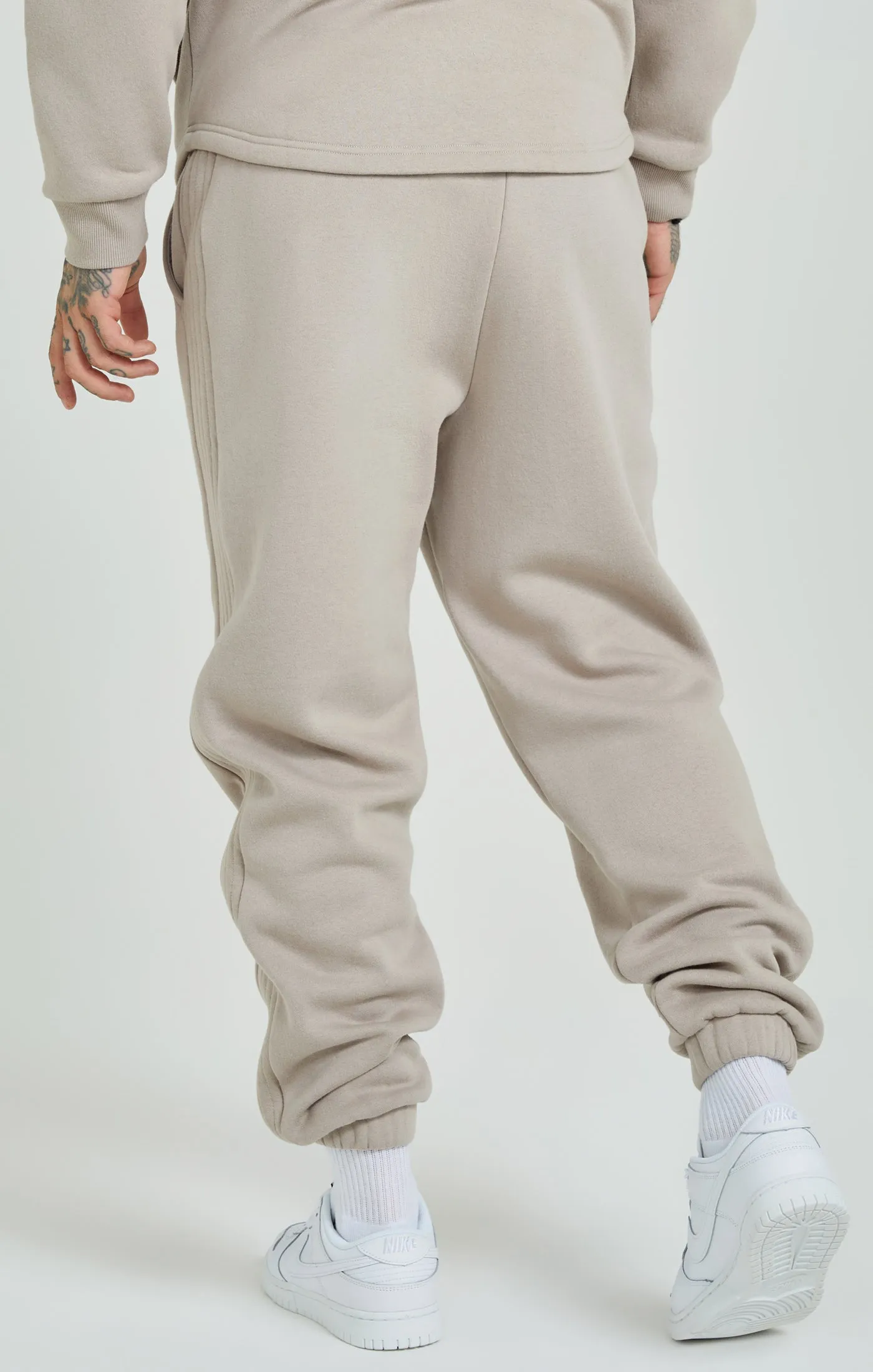 Beige Panelled Relaxed Fit Joggers sold by Siksilk product image thumbnail 4
