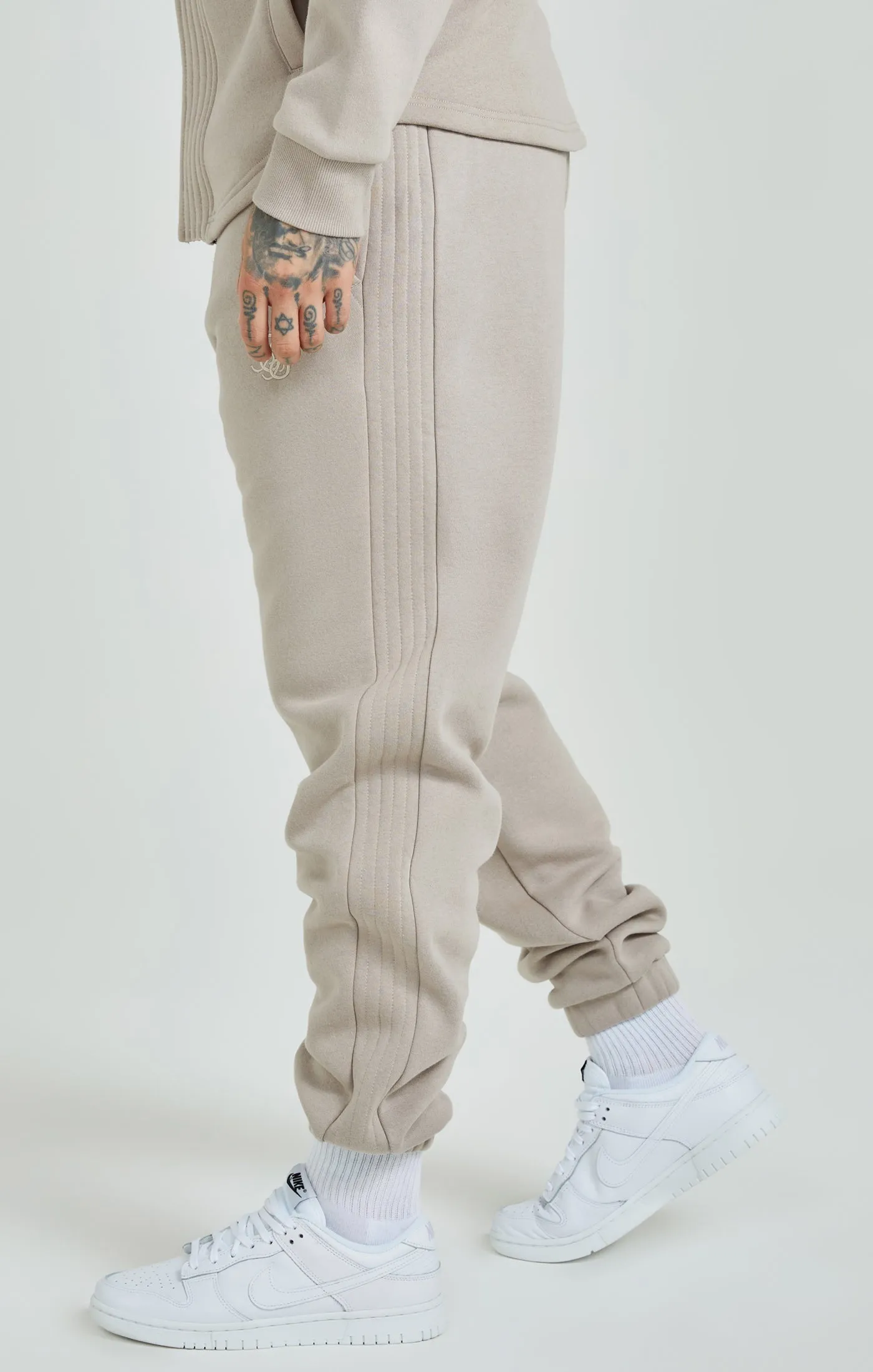 Beige Panelled Relaxed Fit Joggers sold by Siksilk product image thumbnail 3