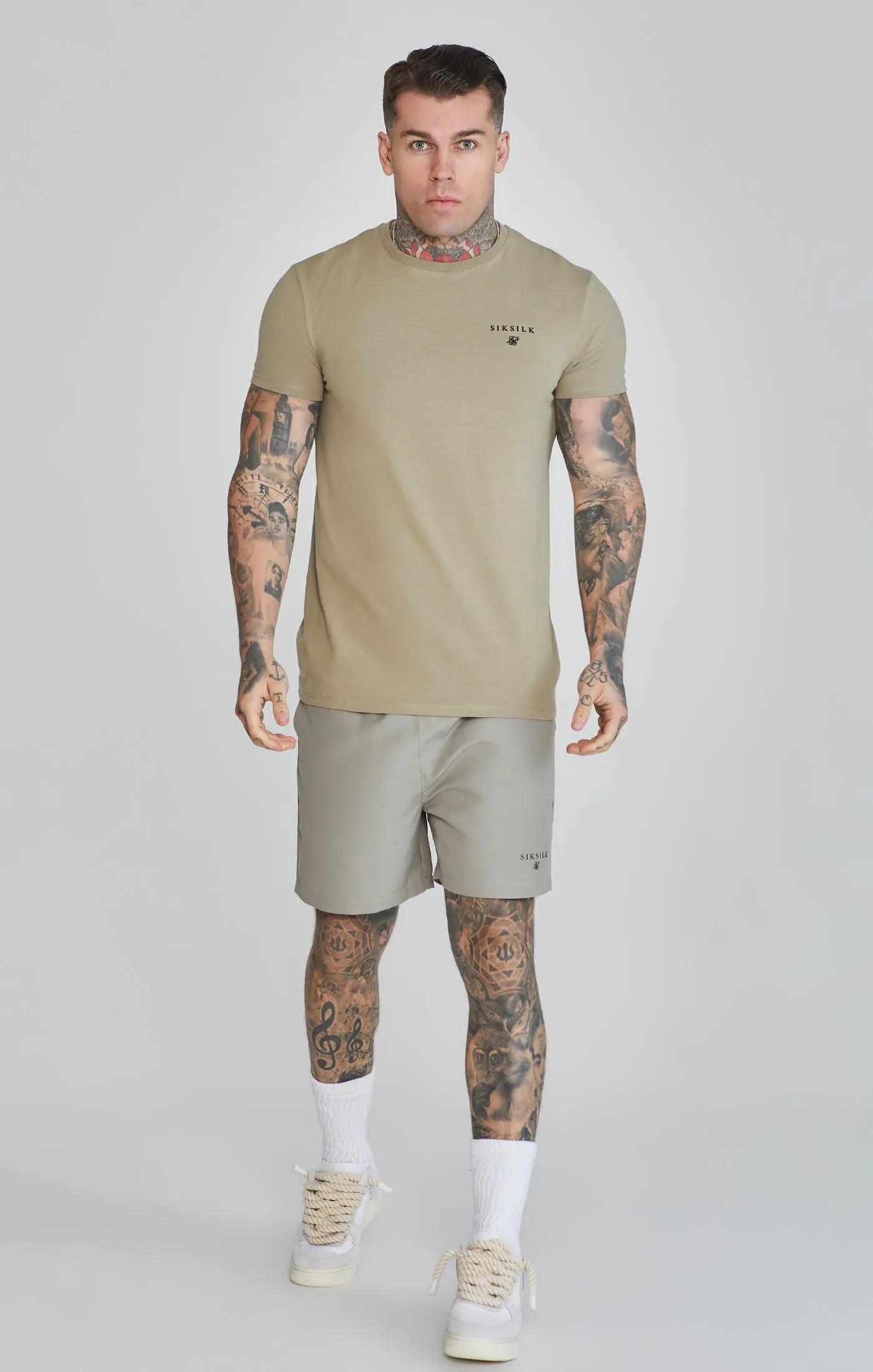 Khaki Muscle Fit T-Shirt sold by Siksilk product image thumbnail 2