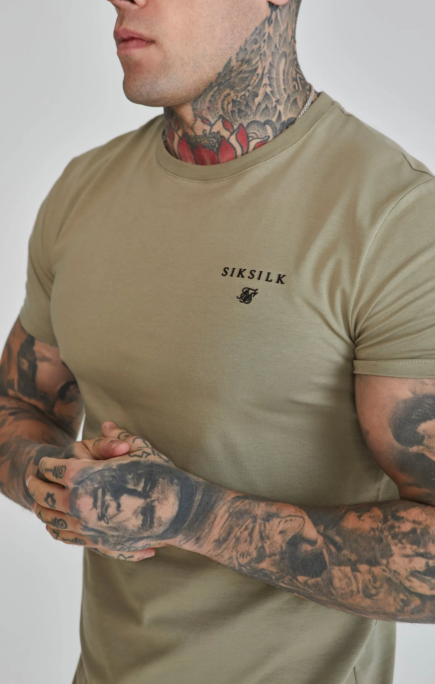 Khaki Muscle Fit T-Shirt sold by Siksilk product image thumbnail 3