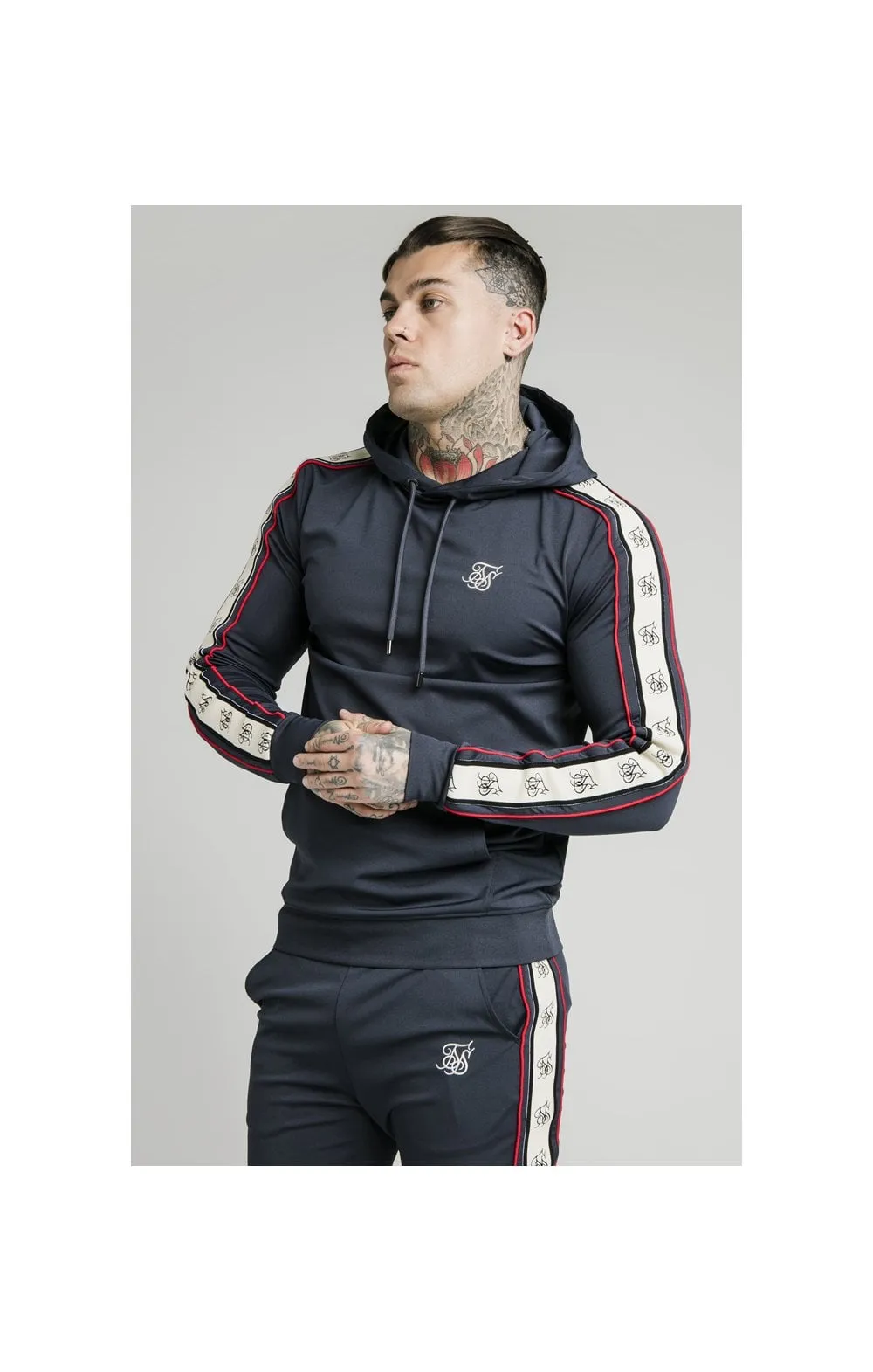 SikSilk Overhead Premium Tape Hoodie - Navy sold by Siksilk