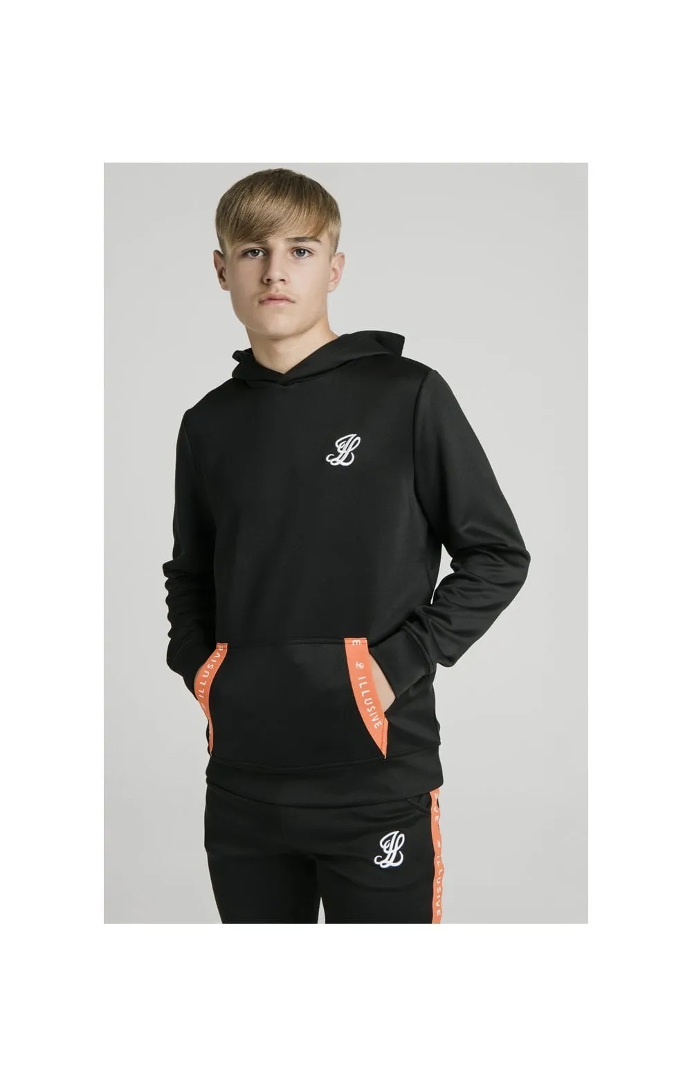 Illusive London Back Tape Zip Through Hoodie - Black sold by Siksilk