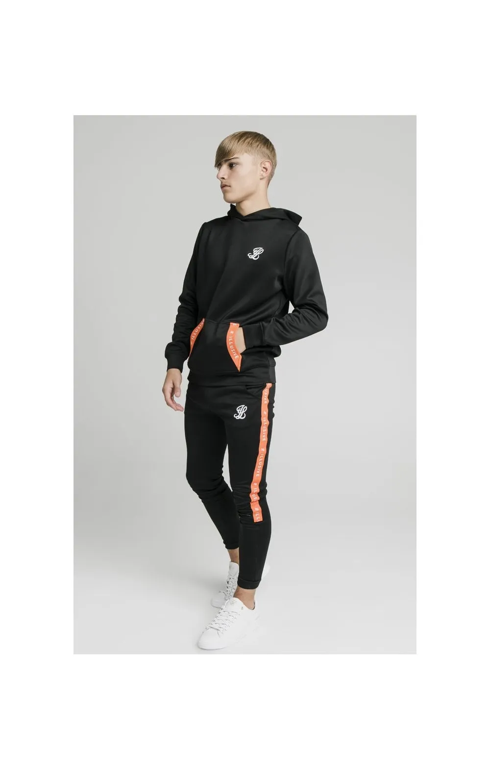 Illusive London Back Tape Zip Through Hoodie - Black sold by Siksilk product image thumbnail 5