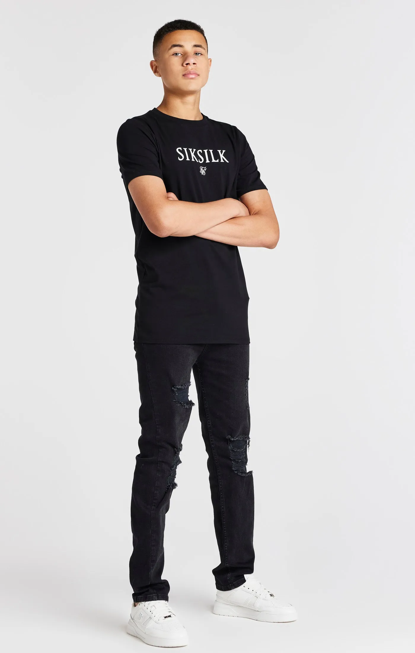 Boys Black Branded T-Shirt sold by Siksilk product image thumbnail 4