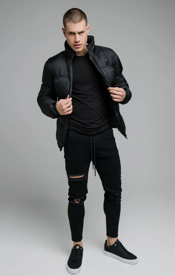 Black Printed Crop Bubble Jacket sold by Siksilk product image thumbnail 4