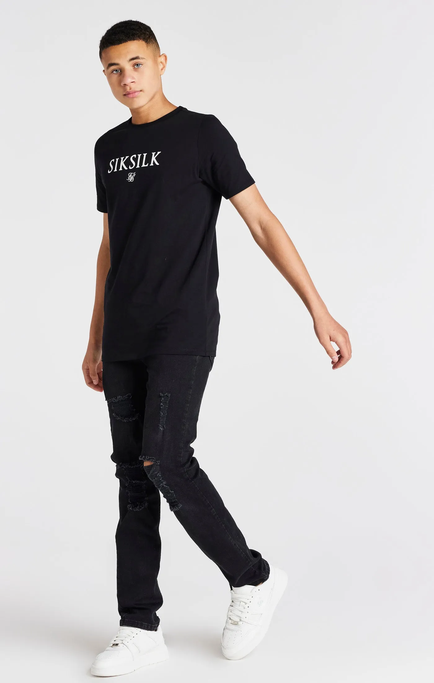 Boys Black Branded T-Shirt sold by Siksilk product image thumbnail 3