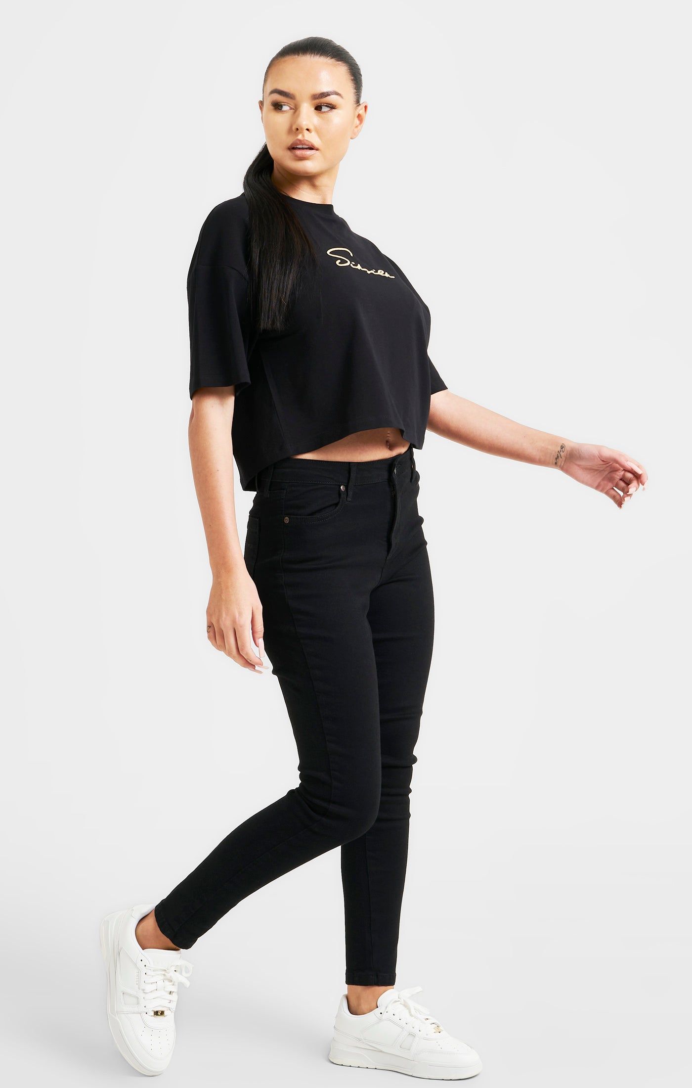 Black Signature Crop Tee sold by Siksilk product image thumbnail 4