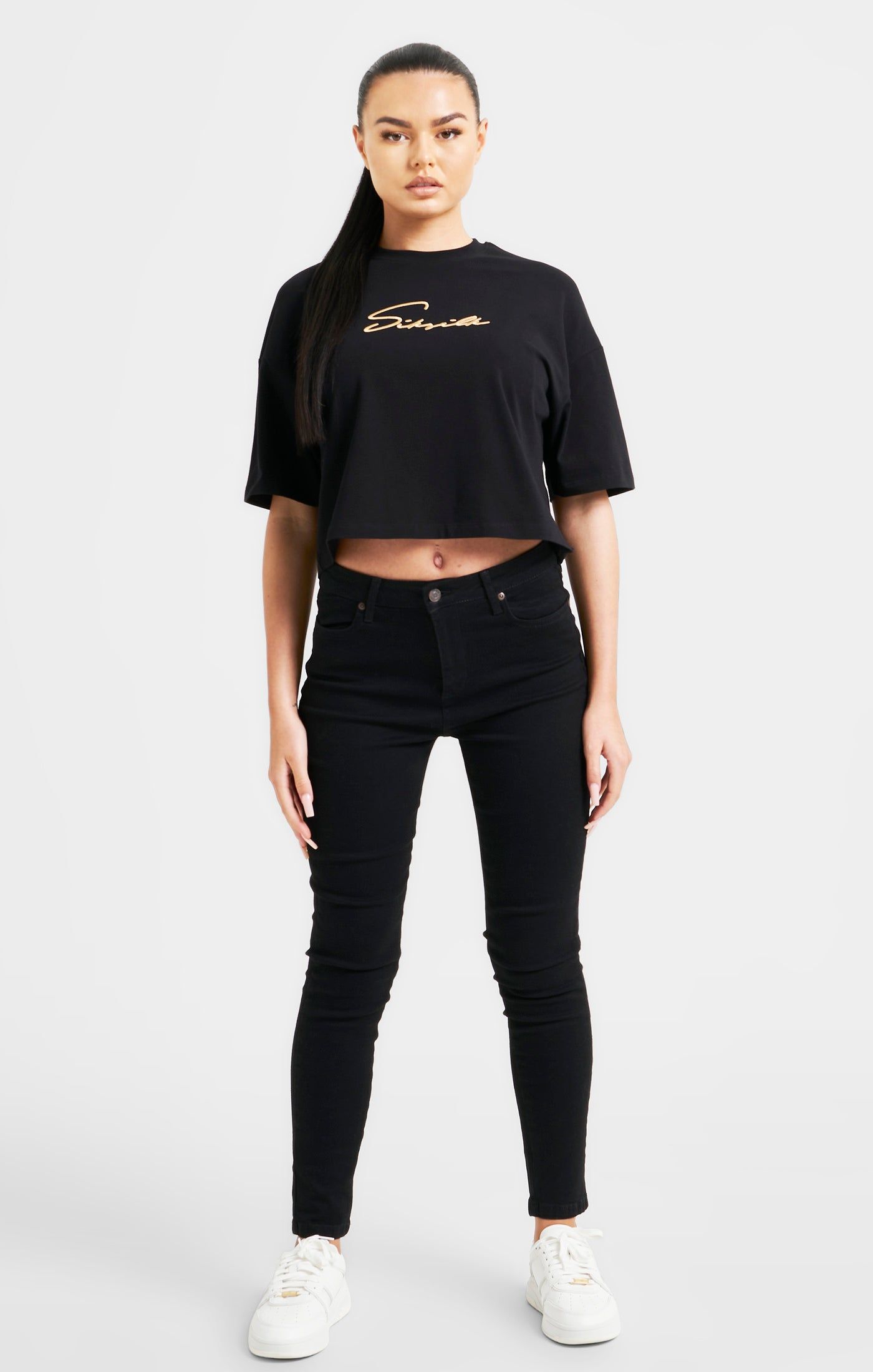 Black Signature Crop Tee sold by Siksilk product image thumbnail 3