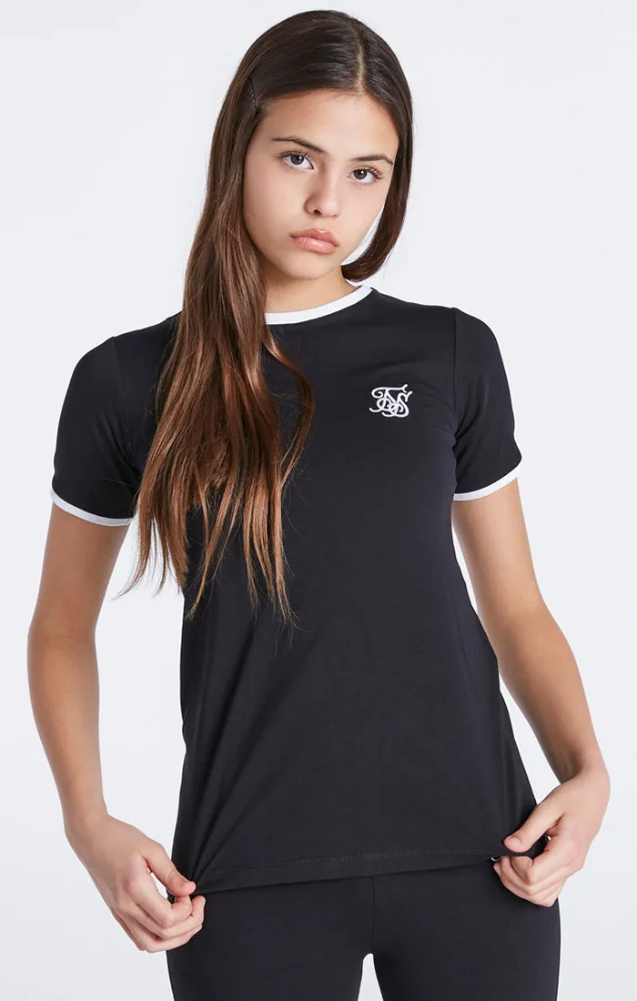 Girls Black Ringer T-Shirt sold by Siksilk