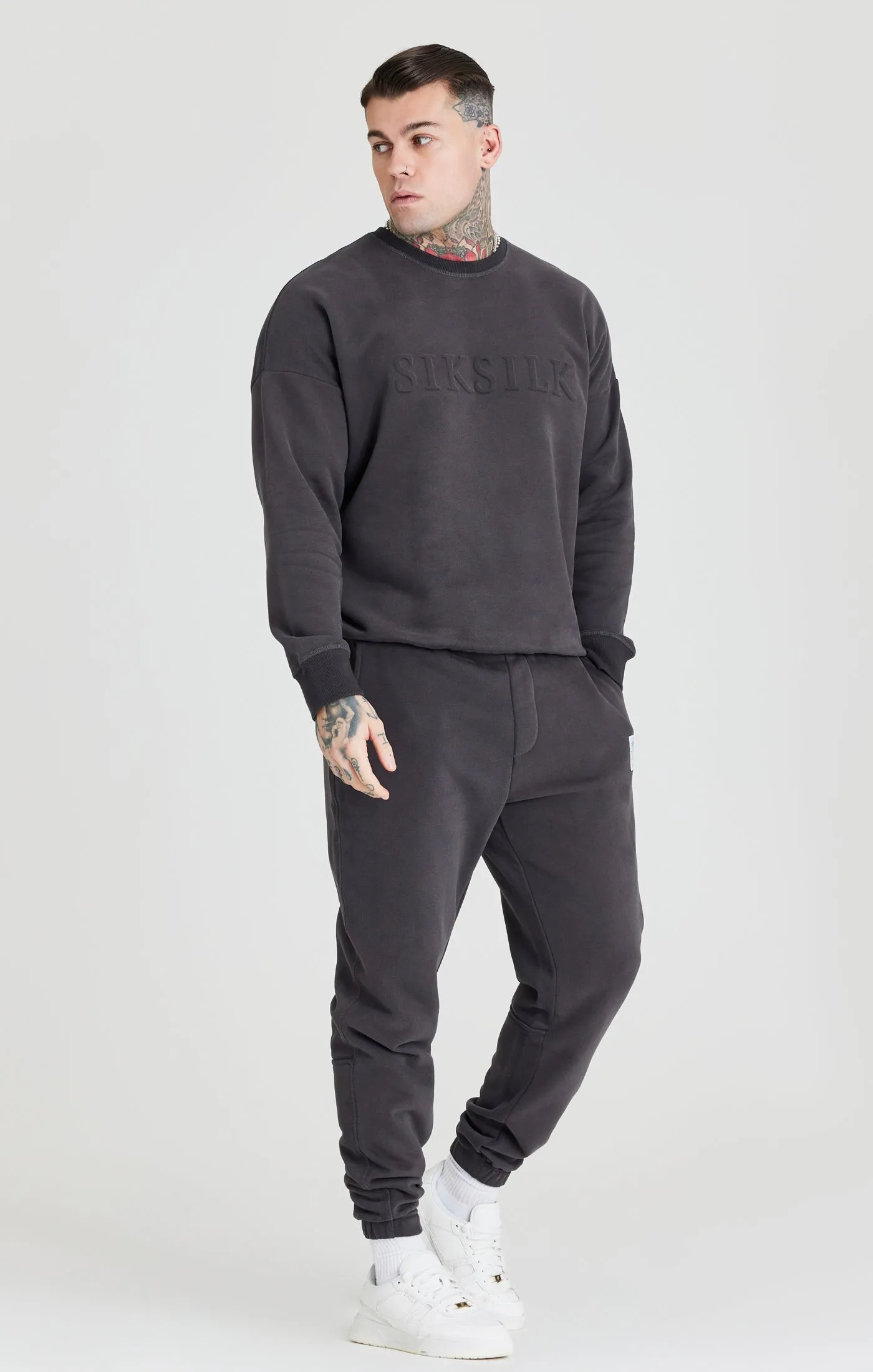 Black Embossed Crew Sweatshirt sold by Siksilk product image thumbnail 3
