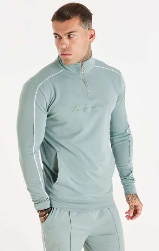 SikSilk Script Quarter Zip Funnel Track Top - Teal sold by Siksilk