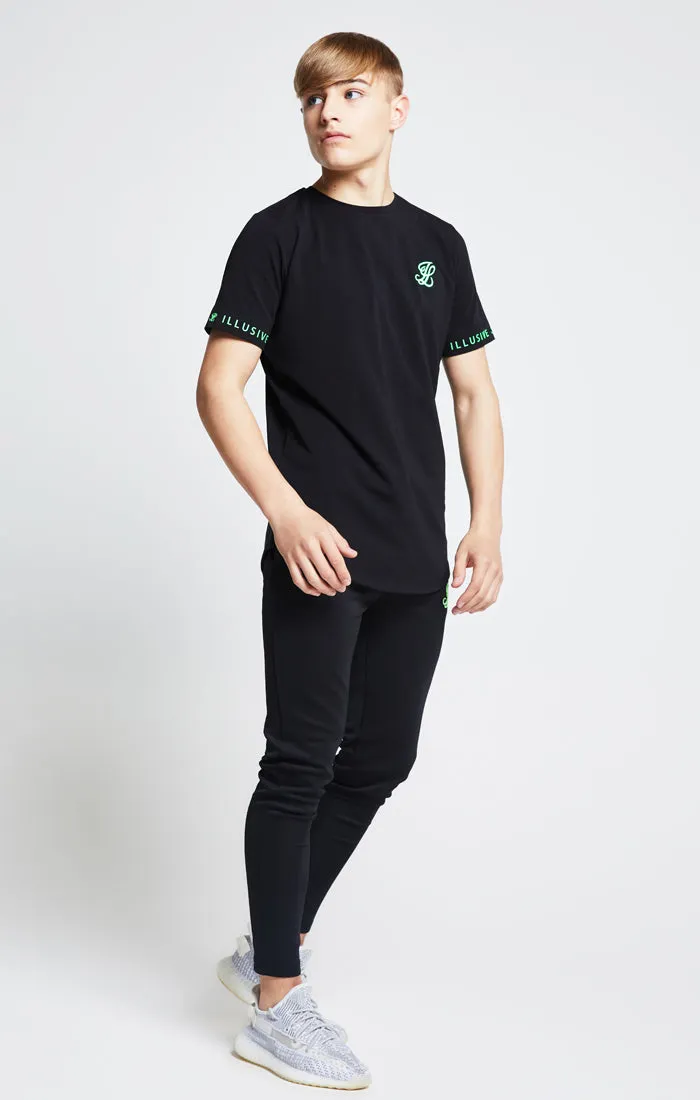 Illusive London S/S Taped Tee – Black & Neon Green sold by Siksilk product image thumbnail 2