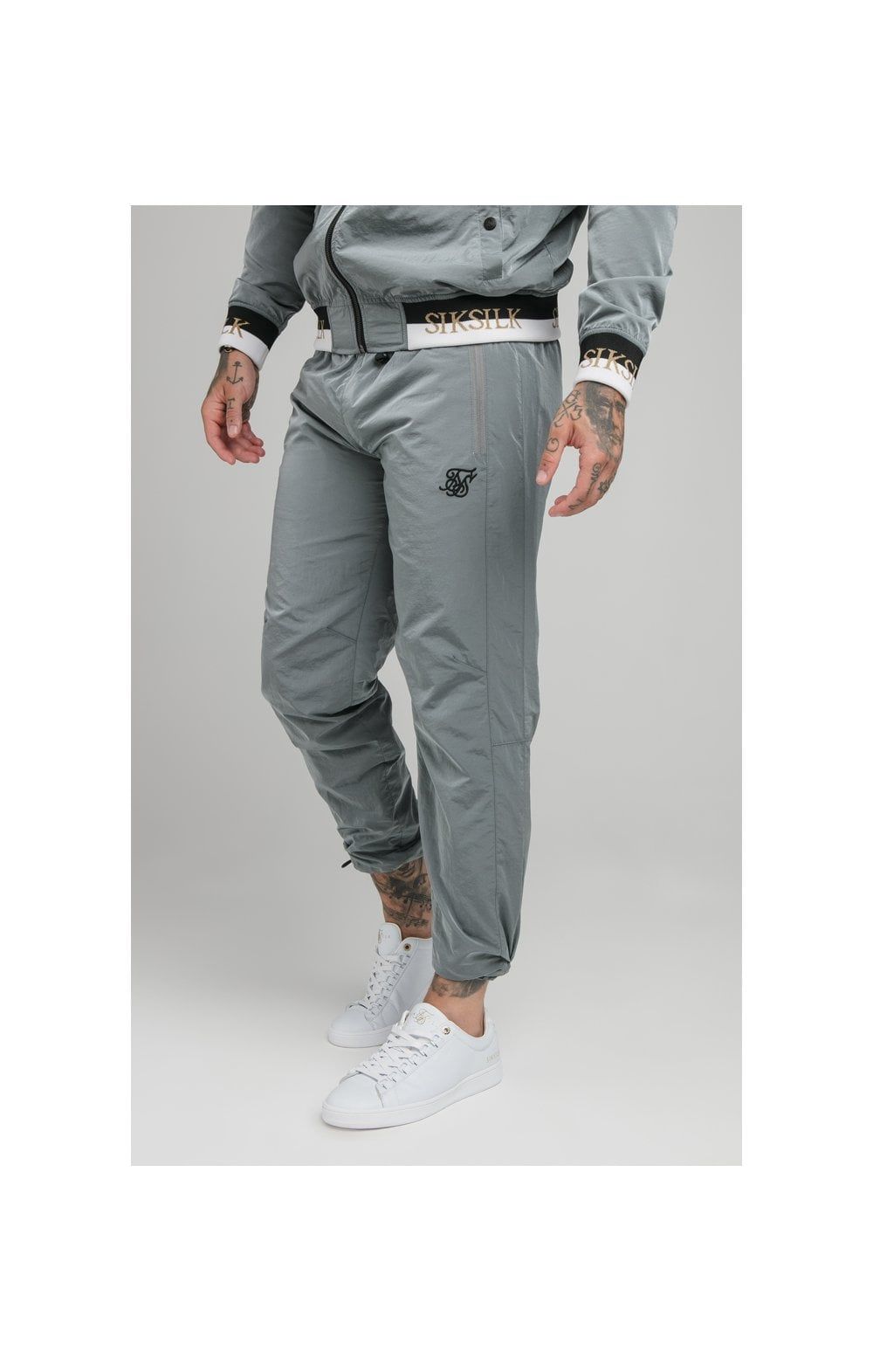 SikSilk Crushed Nylon Pants - Grey sold by Siksilk