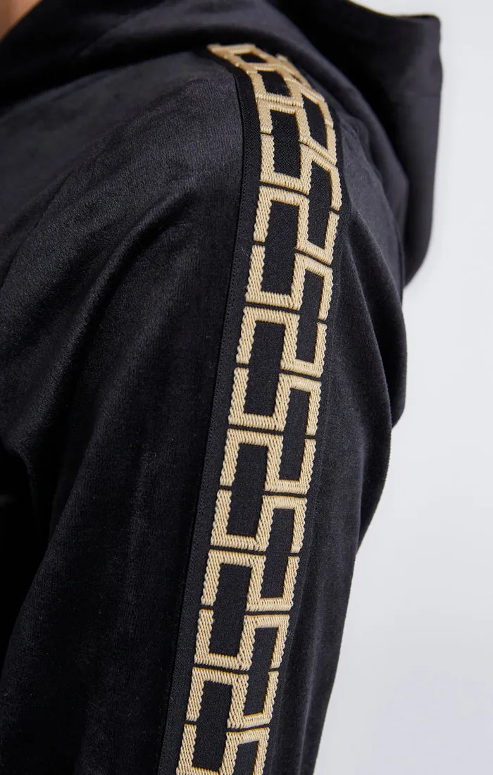 Girls Black Velour Taped Cropped Hoodie sold by Siksilk product image thumbnail 3