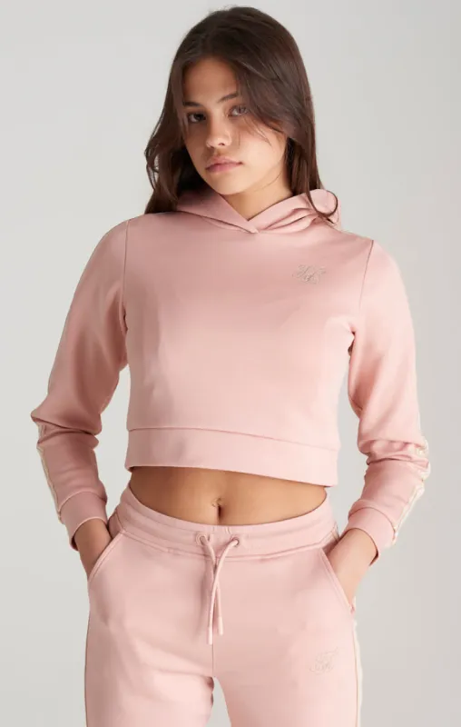 Girls Pink Taped Cropped Hoodie sold by Siksilk