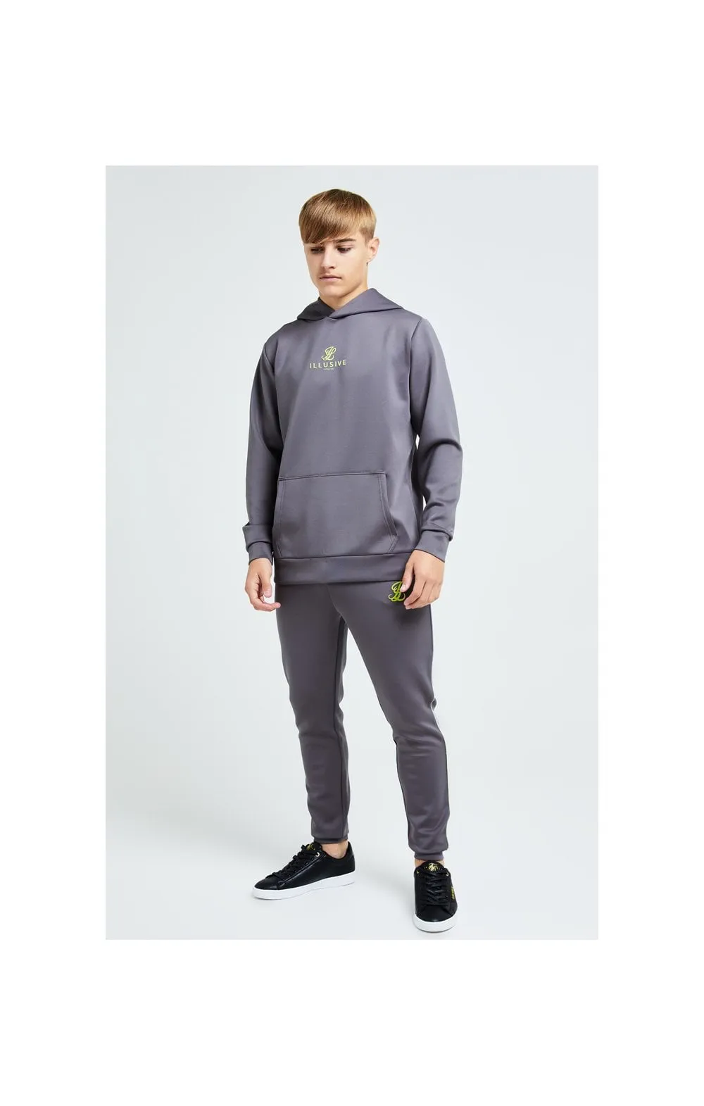 Illusive London Blaze Overhead Hoodie - Dark Grey & Lime sold by Siksilk product image thumbnail 3