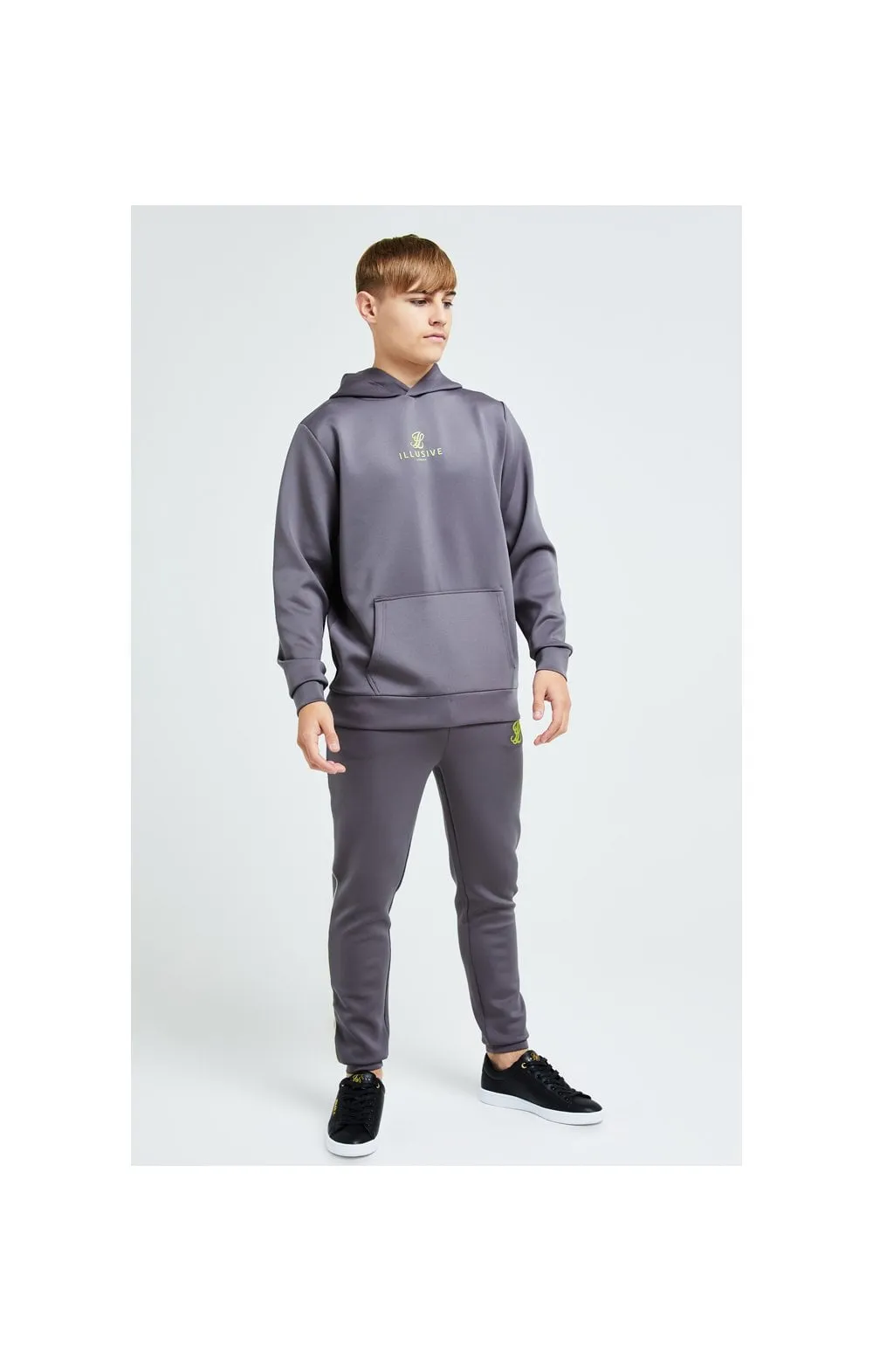 Illusive London Blaze Overhead Hoodie - Dark Grey & Lime sold by Siksilk product image thumbnail 4
