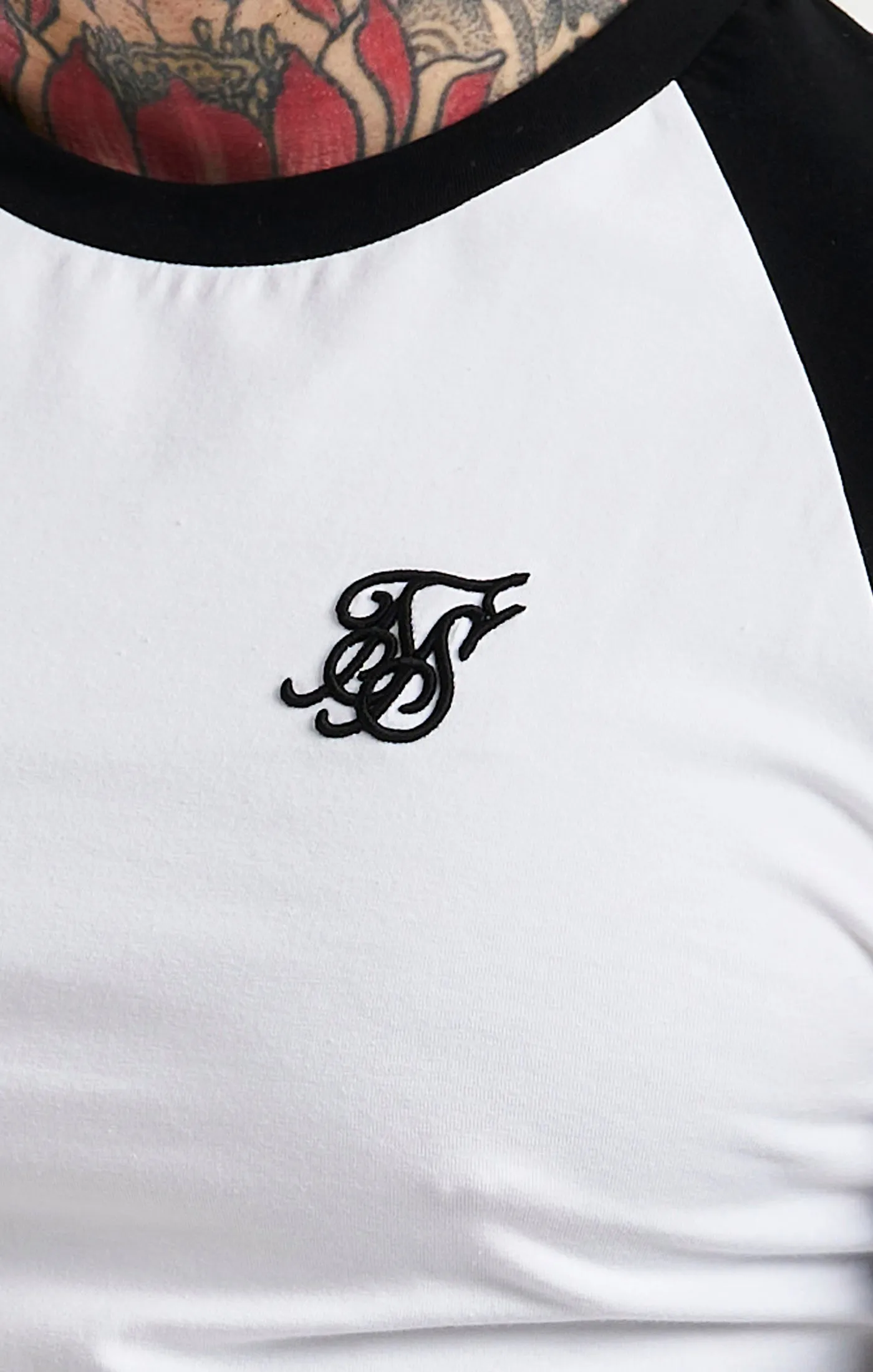 White Raglan Muscle Fit T-Shirt sold by Siksilk product image thumbnail 2