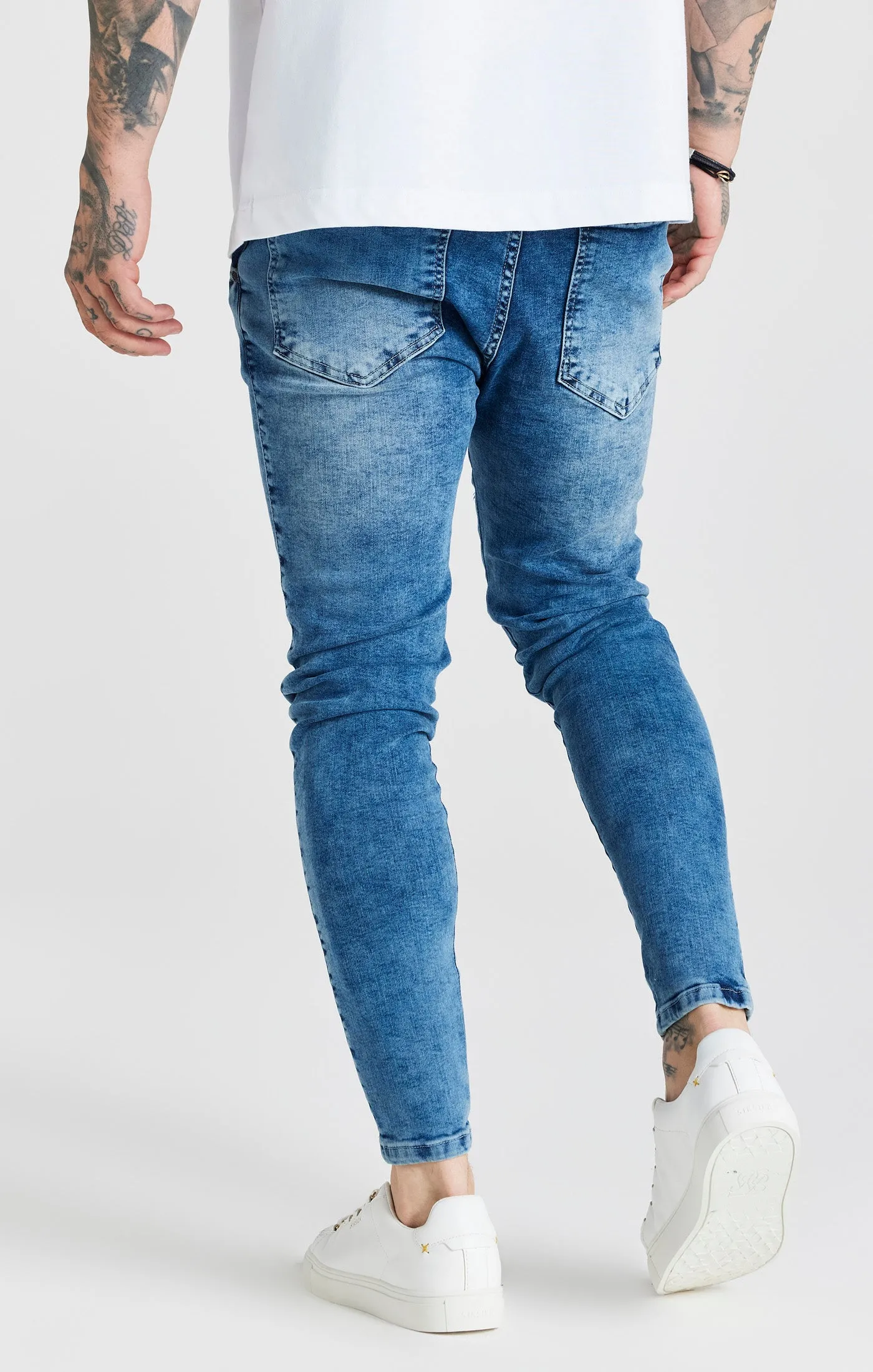 Blue Mid Wash Essential Distressed Skinny Jean sold by Siksilk product image thumbnail 4