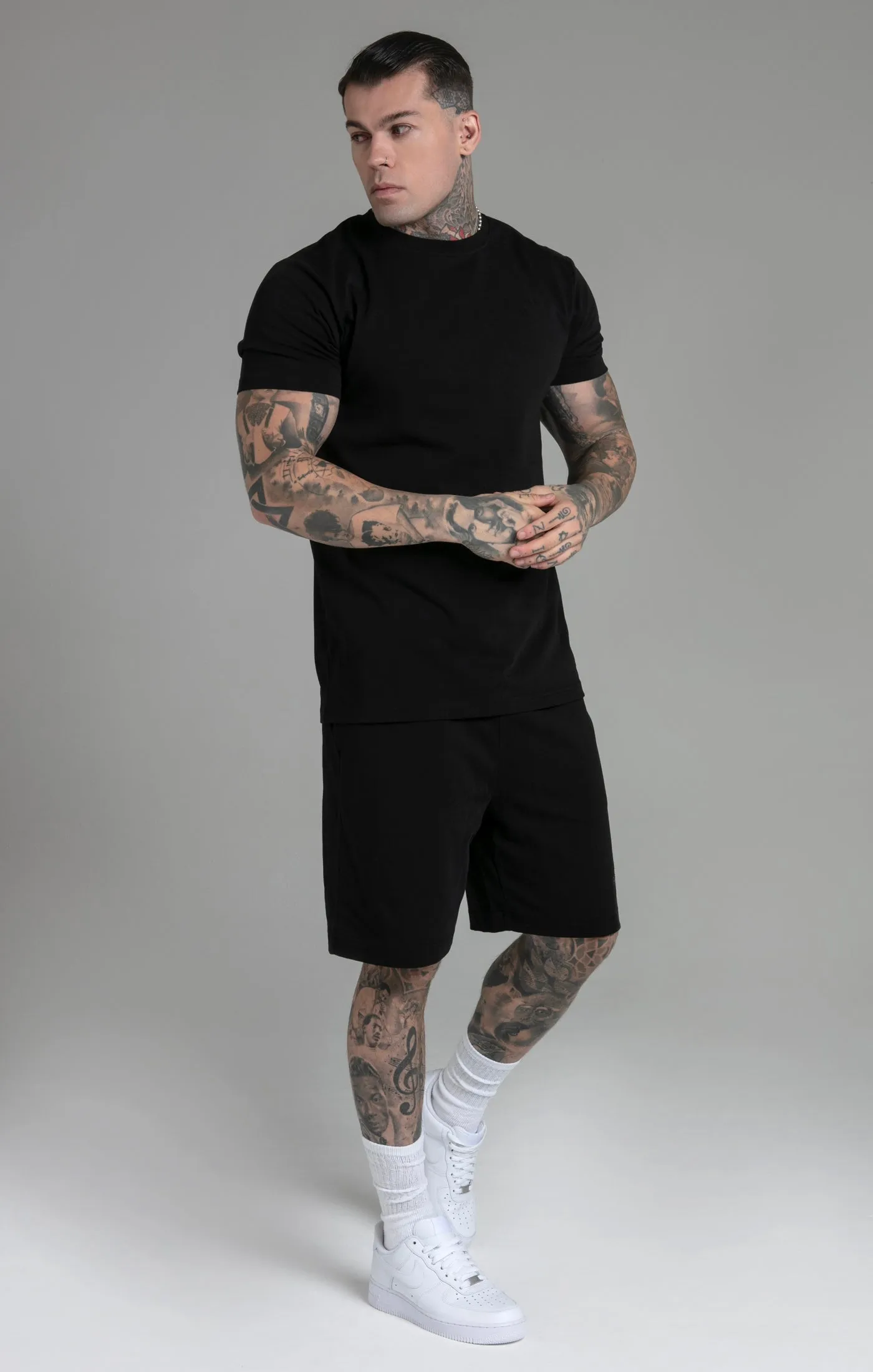 Black T-Shirt and Shorts Set sold by Siksilk