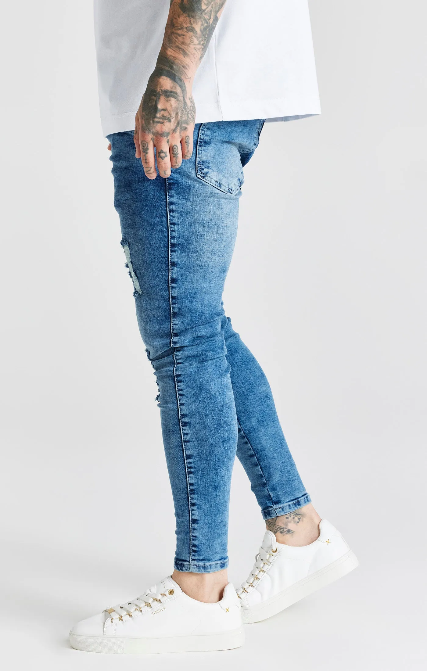 Blue Mid Wash Essential Distressed Skinny Jean sold by Siksilk product image thumbnail 2