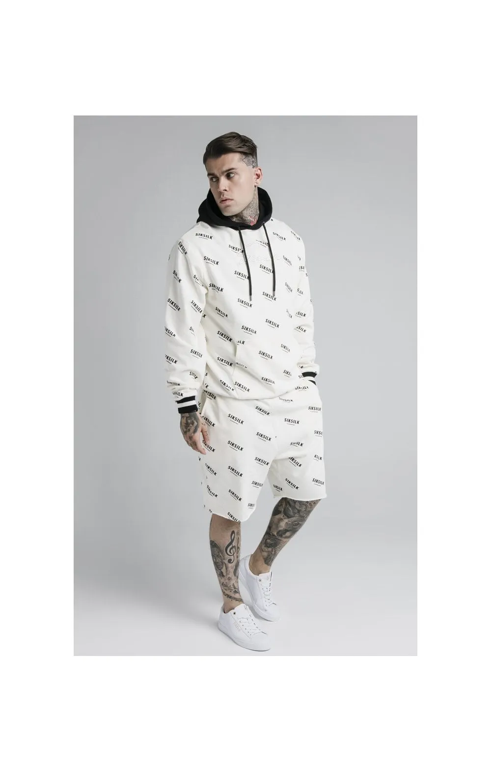 SikSilk Repeat Print Overhead Hoodie - Off White sold by Siksilk product image thumbnail 4