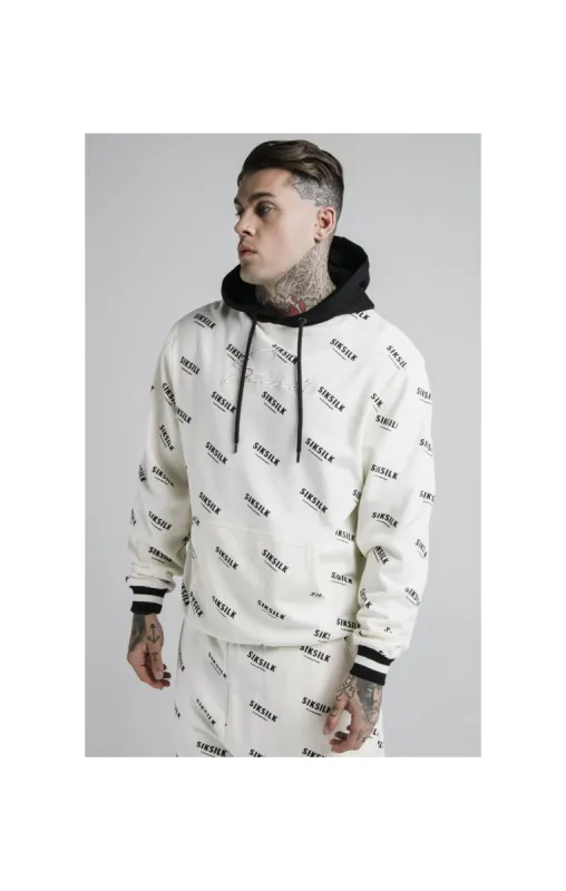 SikSilk Repeat Print Overhead Hoodie - Off White sold by Siksilk