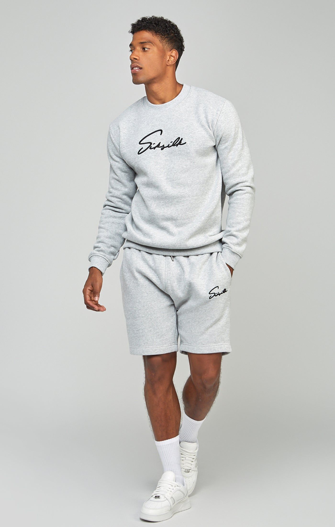 Grey Script Embroidery Sweatshirt sold by Siksilk product image thumbnail 4