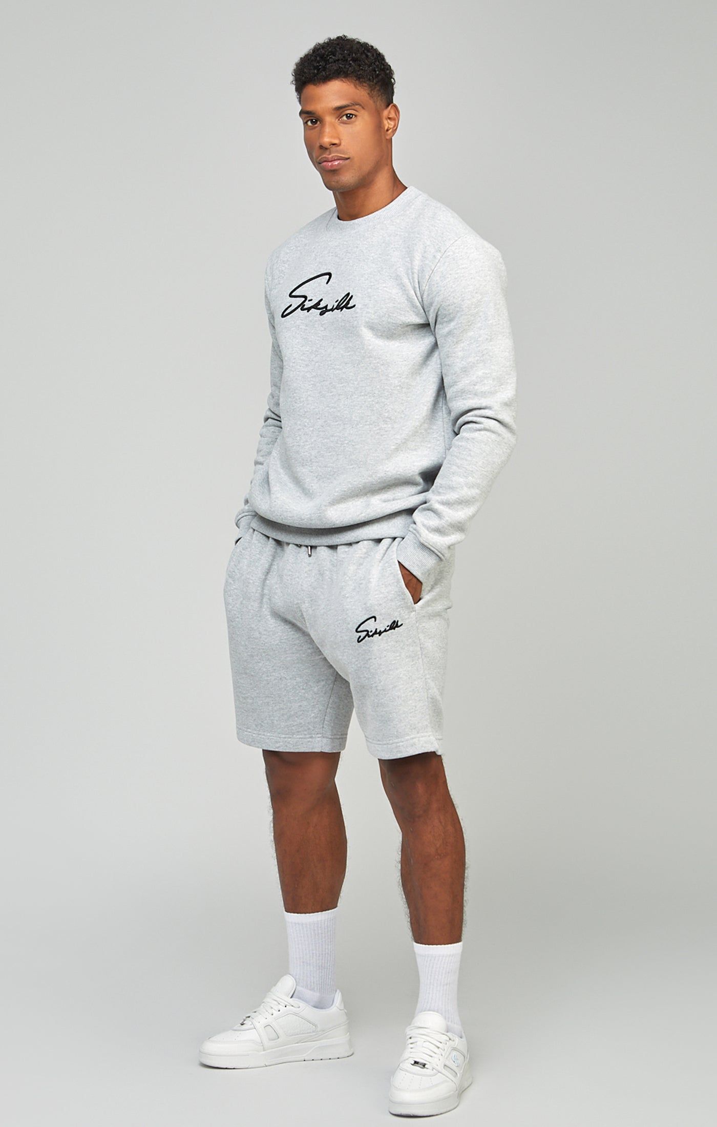 Grey Script Embroidery Sweatshirt sold by Siksilk product image thumbnail 2